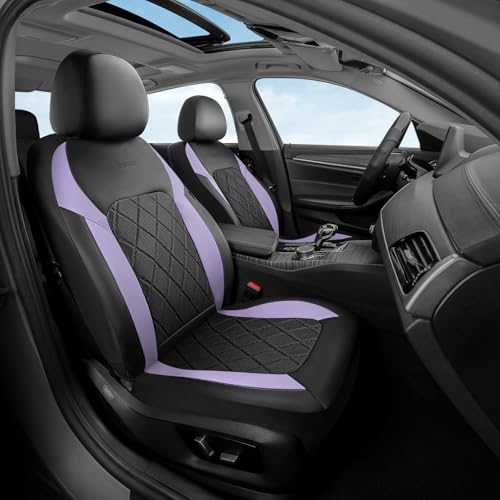 Coverado Car Seat Covers, Front Seat Covers, 2 Front Automotive Seat Cover, Mesh Breathable Seat Protectors, Universal Fit for Most Cars - color: Black_Purple, size: Front