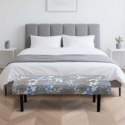 Stretch Bench Seat Cover, Reusable Slipcover for Dining Room & Bedroom, Removable Washable Rectangular Bench Covers, Elastic Fit for Home Furniture (Flowers) - color: Flowers