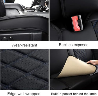 MIROZO Front Ram Seat Covers, 2PCS Waterproof Truck Seat Covers Leather Car Seat Protector Compatible with 2009-2026 RAM 1500/2500/3500 Crew Quad Cab Pickup Cushions (2 PCS Front,Black and Blue) - color: Black And Blue, size: 2PCS Front