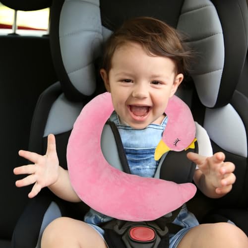 Car Travel Pillow for Kids Car Seat Pillow Cute Cartoon Travel Pillow Cushion Breathable Head and Body Support Pillow for Sleeping Travel Neck Rest Car Seat Pillow Long Journey&Road Trip - color: Pink Swan