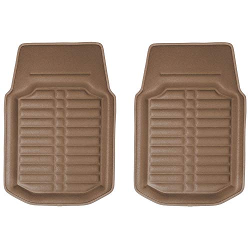 FH Group Automotive Floor Mats - PU Leather Floor Mats, Deep Dish Design, Floor Mats for Cars, Universal Fit Floor Mats Front Set, Floor Mats for Most Sedan, SUV, Truck Floor Mats Solid Beige - color: Solid Beige - Front