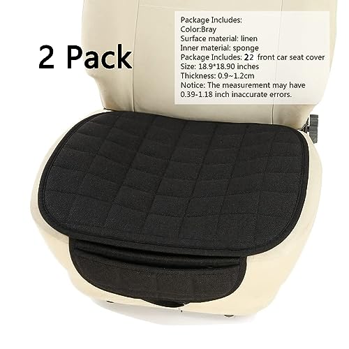 Car Seat Cover,2 Pack Linen Bottom Seat Covers for Trucks, Car Seat Pad,Car Seat Cushion Breathable Ventilated Front Seat Only[Black Front Seat] - color: 2 Pack Black