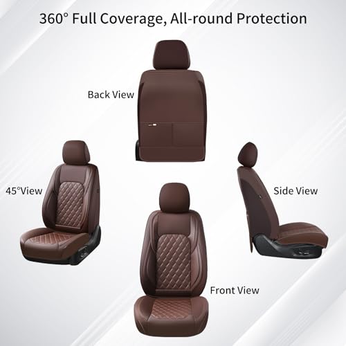 Huidasource Fit for Coffee Chevy Silverado Seat Covers, GMC Sierra Seat Covers, Thickened Nappa Leather Truck Seat Cover 2007-2013&2019-2025 1500, 2020-2025 2500HD 3500HD Crew Double Extended Cab - color: Coffee, size: Full Set 2007-2013&2019-2025 (Flat B