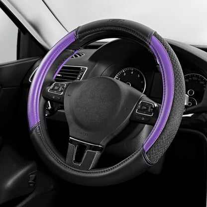 Skechers Air-Cooled Steering Wheel Cover,Leather Car Steering Wheel Cover Universal Fit 14" 1/2-15" Car Wheel Protector for Men Women Fit Suvs,Vans,Sedans,Car,Trucks,Purple - color: Purple
