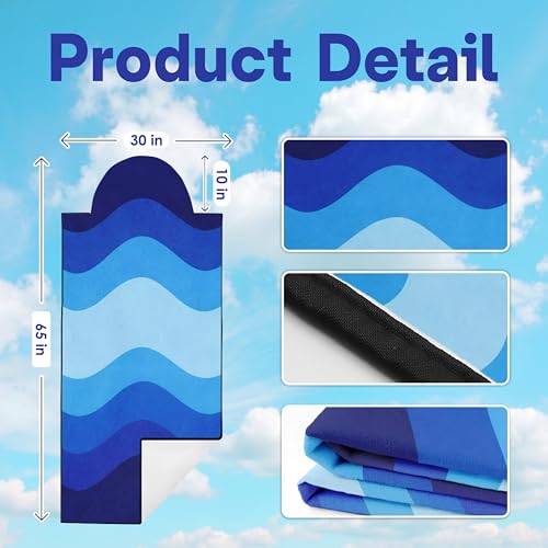 2 Pack Car Seat Towel Covers, Sweat Protector for Front Seats, Premium Thickened Microfiber with Elastic Strap, Breathable & Quick Dry, Machine Washable Cover for Gym Running Universal Fit Waves - color: Blue Waves