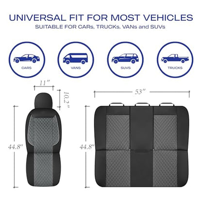 Skechers Car Seat Covers,Piping Luxury Faux Seat Covers,Waterproof Anti Slip Car Seat Protector Front Seats,Car Accessories Airbag Universal Fit for Most Cars,Vans,Trucks,SUV,Gray