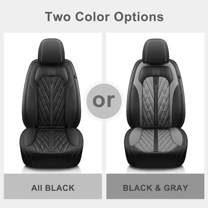 Faux Leather Custom Fit Front Seat Covers Compatible with Nissan Frontier 2007-2026 2PCS, Anti-Slip & Airbag Compatible, Black & Gray - color: #073 Black&Grey, size: 2 Front Seats
