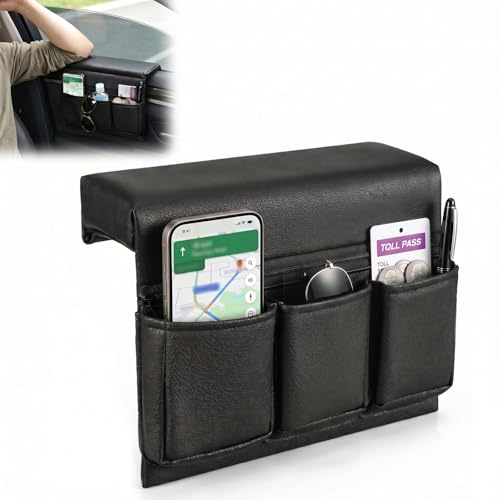iplusmile Car Window Armrest Storage Box, Leather Vehicle Side Door Pocket Organizer, Comfortable Automotive Arm Elbow Rest Pad Accessories for Phone Keys Card, Universal for Most Cars | Comfortable Leather Automotive Arm Elbow Rest Pad Accessories for Ph
