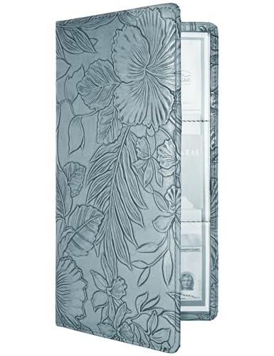Mymazn Car Registration and Insurance Holder, PU Leather Glove Box Car Organizer with Magnetic Closure, Car Document Holder for Driver's License & Essential Documents (Floral Blue) - color: Floral Blue