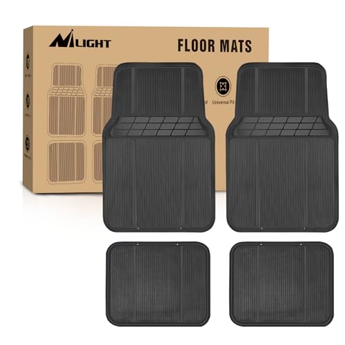 Nilight Rubber Floor Mats for Cars Trucks SUVs,Universal Trim to fit for Most Vehicles,All Weather Protection Heavy Duty Floor Liners,Pack of 4 - color: Rubber 4 Pack