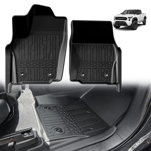 TripleAliners for Tacoma 2024 2025 2026 | Floor Mats First Row ONLY | for Double Cab & Access Cab All Weather Liners Compatible with 2024+ Toyota Tacoma Accessories (Fit Auto Trans), 2PC - size: Tacoma | Auto Trans | 2024+