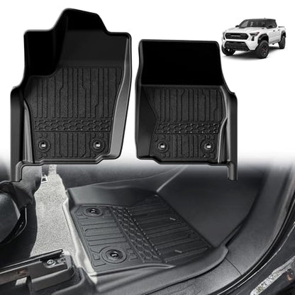 TripleAliners for Tacoma 2024 2025 2026 | Floor Mats First Row ONLY | for Double Cab & Access Cab All Weather Liners Compatible with 2024+ Toyota Tacoma Accessories (Fit Auto Trans), 2PC - size: Tacoma | Auto Trans | 2024+