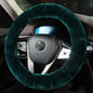Soft Fluffy Sheepskin Car Steering Wheel Cover for Universal Auto Vehicle Women Man 14 1/2 inch-15 1/2inch Fuzzy Accessories (Alpine Green) - color: Alpine Green