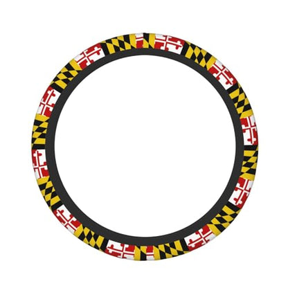 Maryland Flag Car Steering Wheel Cover,Non-Slip Elastic Neoprene-Sweat Car Accessories,Universal 15 Inch Fit Auto, Vans Trucks,Suvs, Truck - color: Maryland Flag