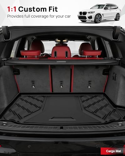 Original 2018-2024 X3 Cargo Liner for BMW X3 - Custom Fit All Weather TPE Trunk Mat - 3D Shaped Laser Measured Cargo Mat for BMW X3 2018-2024 (Not Fit X3 xDrive30e) - color: 2018-2024 X3 Cargo Liner