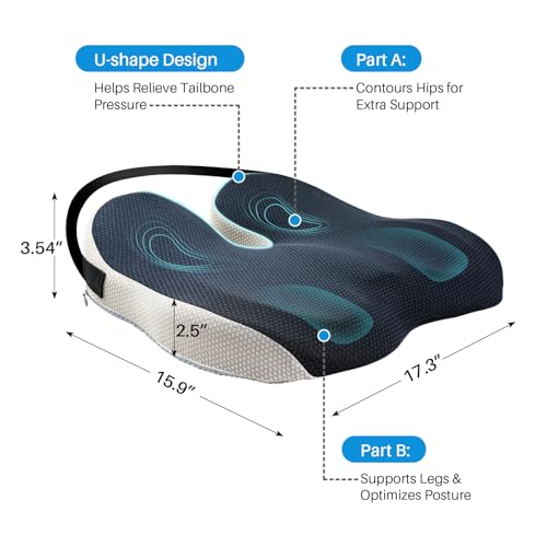 X Large Car Seat Cushion for Driving, Mprove Driving Vision/Posture, Truck Seat Cushion with Non-Slip and Adjustable Straps, Memory Foam Seat Cushion for Long Time Driving Car, Truck, SUVs (DarkGray)