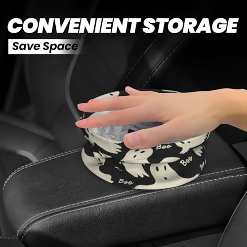 Ghost Pattern Car Trash Can Small Portable Car Garbage Bag for Back Front Seat RV's Camping Accessories - color: Ghost Pattern