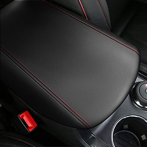 Center Console Armrest Covers for Ford Explorer 2011-2019 Black with Red Stiches - color: black with red stiches