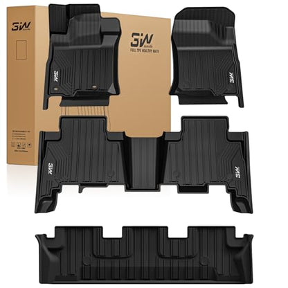 3W Floor Mats for Lexus GX460 2014-2023 (only for 7 seat), TPE All Weather Custom Fit Floor Liner 1st, 2nd&3rd Rows Car Mats, Black - size: 4.For Lexus GX460 | 10-23 | 1st-3rd Row