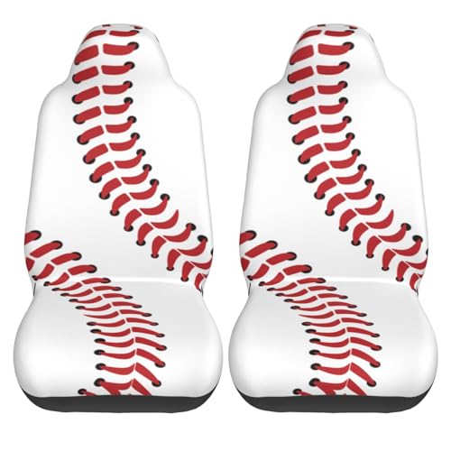 Baseball Print Front Seat Covers 2 Pack, Vehicle Seat Protector Car Mat Covers, Fit Most Bucket Seats - color: Baseball Print