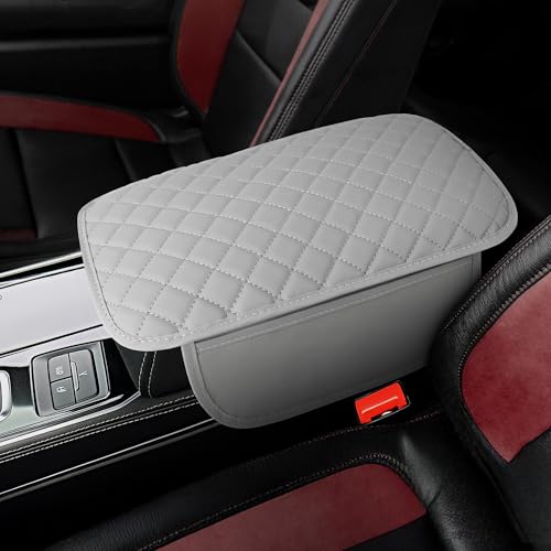 DS Upgraded Car Center Console Cover with 2 Storage,Arm Rest Covers Armrest Cover for Car, Microfiber Leather Car Armrest Cover Cushion, Universal Car Interior Accessories for Vehicles（Gray longer） - color: gray-longer version