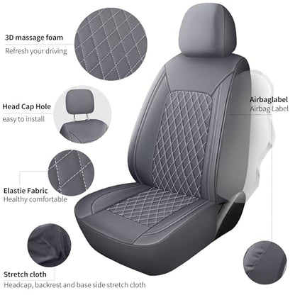 HChengkikz Car Seat Covers, Breathable and Waterproof Leather Seat Covers, Luxury PU Universal Fit Automotive Airbag Compatible for Most Cars Sedans SUV and Truck (2 Pieces, Front Seat, Grey) - color: N1 Gray, size: Front Seat