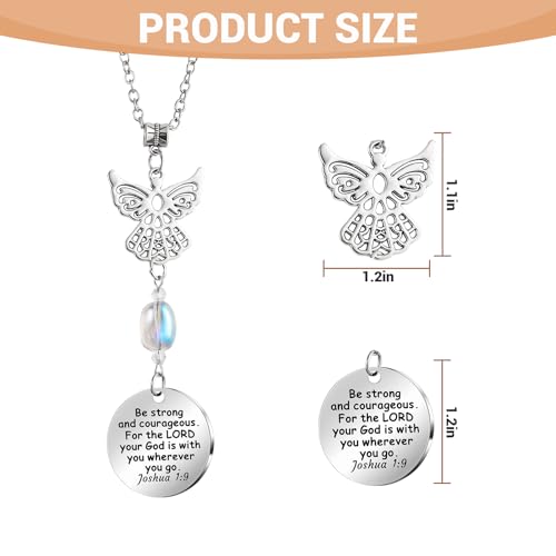 Angel Car Charms Rear View Mirror Accessories Christian Car Jewelry,Guardian Angel Hanging Ornament,Bible Religious Gifts,Rear View Mirror Accessories for Women Teen Girls Friends(Joshua 1:9)
