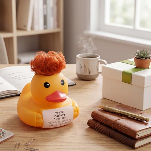 Civaner 7 Inch Emotional Giant Rubber Duck with Positive Message Thank You Gifts Motivational Rubber Duck Gift for Desk, Office, Home Decor Graduation(Who You are) - style: Who You Are