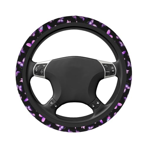 Purple Butterfly Steering Wheel Cover - Beautiful Butterfly Steering Wheel Covers Car Cup Holder Pad 2 Pack Accessories Universal 15 Inch Auto Anti-Slip Car Wheel Protector - color: Purple butterfly