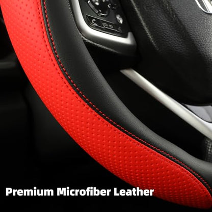 Car Steering Wheel Cover for Chevy Silverado 1500 2500 3500, Chevrolet Steering Wheel Cover for Tahoe, Equinox,Traverse,Colorado,Red