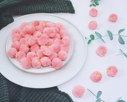 Tupalizy 50PCS Fluffy Pom Poms Charms Soft Fuzzy Faux Fur Puff Ball Pendant for Keychains Bracelets Earrings Jewelry Making Tassels Bags DIY Crafts Party Favors Gifts Accessories - color: Pink