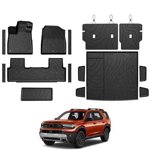 Floor Mats for Honda Passport 2026, All Weather Floor Mats Trunk Cargo Liner with Backrest Protectors, Lower Cargo Mat and Door Sill Guards Accessories, Full Coverage Set - style: For Honda Passport | 2026