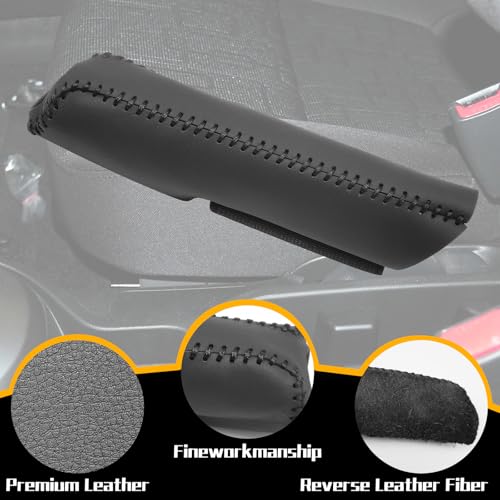 Genuine Leather Handbrake Protector Cover Compatible with Kia Rio 2012-2016 Anti-Slip Hand Brake Parking Lever Sleeve Black