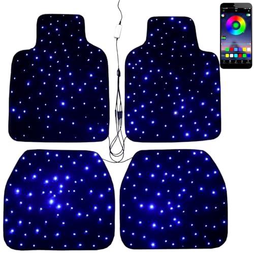Starlight Floor Mats for Car, LED Car Mats, Starry Sky Design Luminous Carpet, Universal Fit Anti-Slip Waterproof Starlight Mats for Cars, SUVs, Trucks(USB Cable) - color: USB