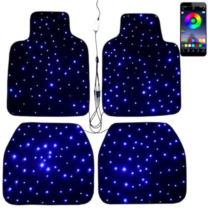 Starlight Floor Mats for Car, LED Car Mats, Starry Sky Design Luminous Carpet, Universal Fit Anti-Slip Waterproof Starlight Mats for Cars, SUVs, Trucks(USB Cable) - color: USB