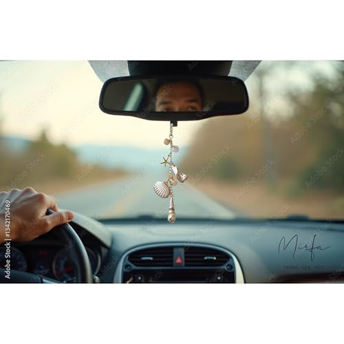 Car Rearview Mirror Charm, Beach Seashell Hanging Decor, Boho Coastal Starfish Ornament