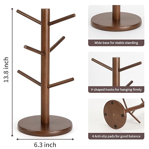 MyLifeUNIT Mug Holder Tree, Coffee Cup Holder with 6 Hooks (Brown) - color: Brown