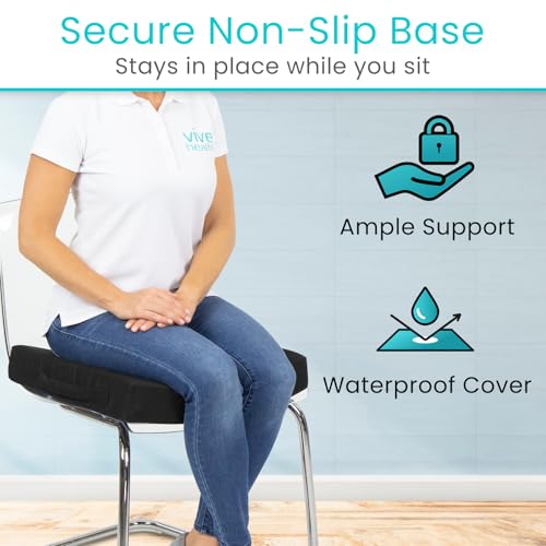 Vive Orthopedic Seat Cushion - Folding Wheelchair Cushion - for Stadium, Car, Office Chair Seat - Portable Coccyx Pad for Comfort Support Pillow for Sciatica, Lower Back, Tailbone Pain Relief