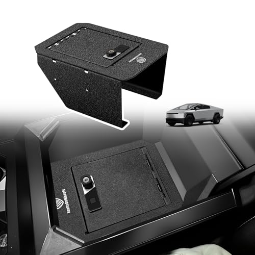VaultsOnWheels for 2025 2024 Tesla Cybertruck Center Console Safe Gun Safe Vault Hidden Console Storage LockBox Anti-Theft Pry-Proof High Security Biometric Fingerprint Lock - size: Cybertruck|24+|Center Console Vault