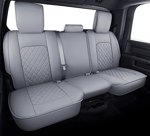 Aierxuan Dodge Ram Car Seat Covers Custom Fit 2009-2026 1500, 2010-2026 2500/3500 Laramie Big Horn Longhorn Crew Quad Regular Cab Waterproof Leather Truck Pickup Cushions (Full Set/Grey) - color: Full Set/Grey