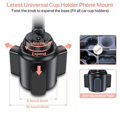 Miracase Universal Cup Phone Holder for Car, [Upgraded Version] Adjustable Long Neck Car Cup Holder Phone Mount Cradle Friendly Compatible with iPhone Samsung Google and All Smartphones, Pink - color: Pink