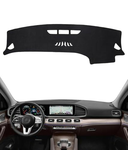 BIBLOZ Dash Cover Mat for Mercedes Benz 2020-2024 2025 2026 GLE Model GLE350 GLE450 GLE450e GLE580 GLE53 GLE63 Accessories Black Flannel Interior Trim Car Dashboard UV Sun (No HUD) - size: 2020-2025 GLE