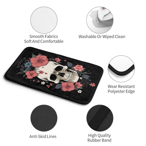 Universal Car Center Console Cushion Pad, Red Flower Skull Soft Waterproof Car Center Console Cover Auto Armrest Seat Box Cover Protector for Most Vehicle SUV Truck Car - color: Red Flower Skull