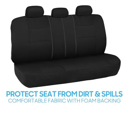 BDK PolyPro Car Seat Covers Full Set in Solid Black, Front and Rear Split Bench Seat Covers for Cars, Easy to Install Car Seats Cover Set and Accessories for Auto Trucks Van SUV - Solid Black - color: Solid Black