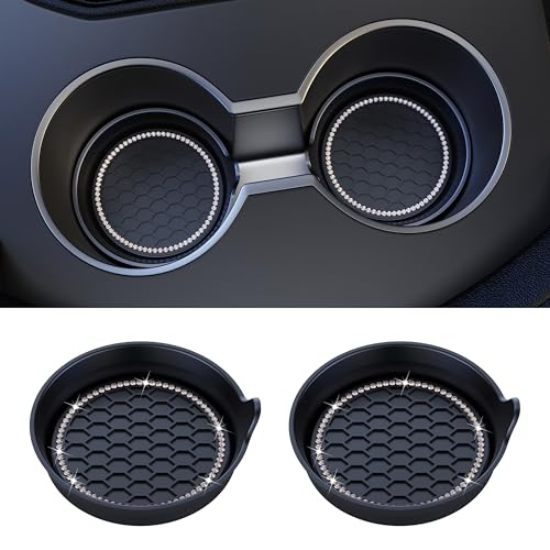 Car Cup Coaster Universal Non-Slip Cup Holders Bling Crystal Rhinestone Car Interior Accessories 2 Pack Black - color: Black, size: 2 Pack