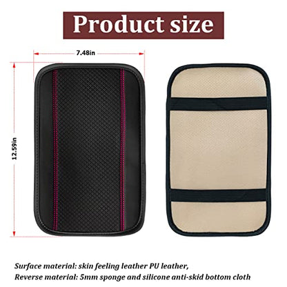 Moly Magnolia Auto Center Console Pad, PU Leather Car Armrest Seat Box Cover, Waterproof Non Slip Soft Armrest Box Cushion Protector, Car Accessories Universal for SUV, Truck, Van (Black/Pink) - color: Style 2-Black/Pink