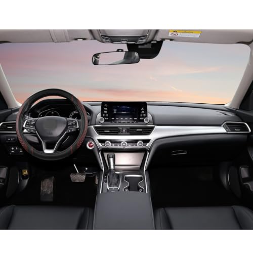 Car Steering Wheel Cover for Mazda 3,5,6,CX-3,CX-5,CX-30,CX-50,CX9,CX-9,MX-5 Miata,CX-7,RX-8,14.5-15 inches(Diamond Quilted-Black+Red-Standard Size) - color: Diamond Quilted-Black+Red