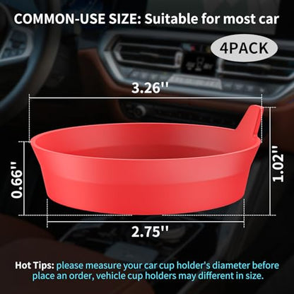 Car Cup Holder Coasters [4 Pack] Silicone Cups Mats, Automotive Universal Non-Slip Recessed Interior Accessories Red - color: 4 Pack-red