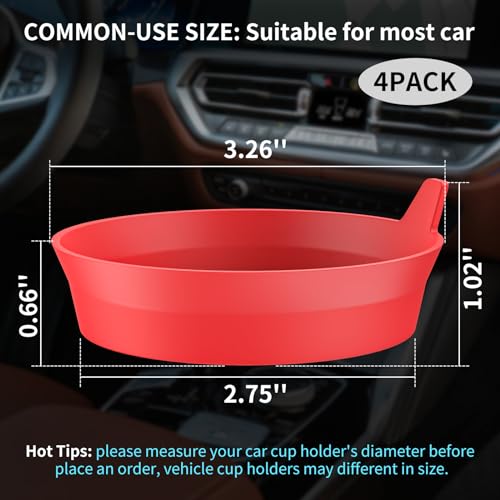 ME.FAN Car Cup Holder Coasters [4 Pack] Silicone Cups Mats, Automotive Universal Non-Slip Recessed Interior Accessories Red - color: 4 Pack-red