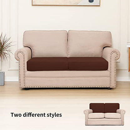Easy-Going Stretch Individual Loveseat Couch Cushion Cover Sofa Cushion Furniture Protector Sofa slipcover Soft Flexibility with Elastic Bottom (2-Piece Loveseat Cushion Cover, Coffee) - color: Coffee, size: 2-piece